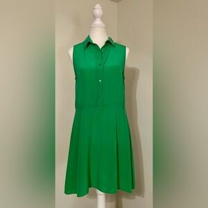 Amanda Uprichard Green Silk Button Front Collared dress size Medium